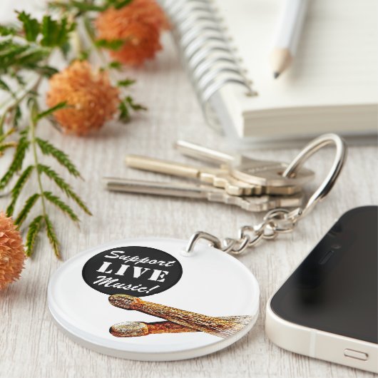 Unterstützung von Live Music Drum Sticks Musician Schlüsselanhänger (Vorderseite rechts)