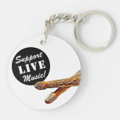 Unterstützung von Live Music Drum Sticks Musician Schlüsselanhänger (Rückseite)
