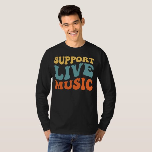 Unterstützung von Live Music Retro Typografie Conc T-Shirt (Vorne ganz)