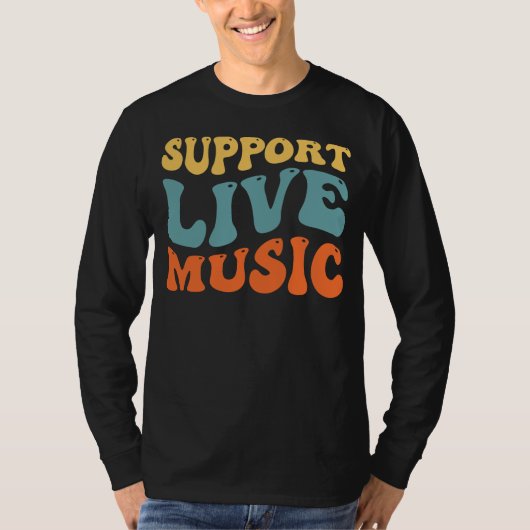 Unterstützung von Live Music Retro Typografie Conc T-Shirt (Vorderseite)