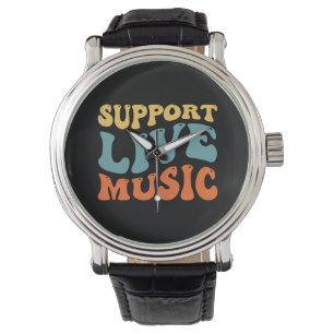 Unterstützung von Live Music - Retro Typografy Ban Armbanduhr