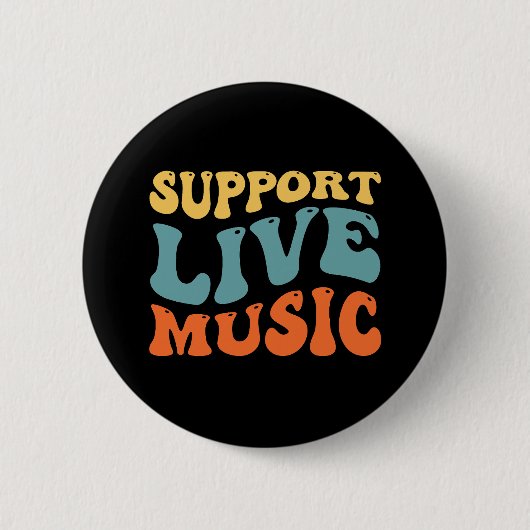 Unterstützung von Live Music - Retro Typografy Ban Button (Vorderseite)