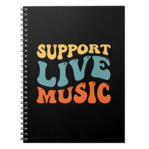 Unterstützung von Live Music - Retro Typografy Ban Notizblock