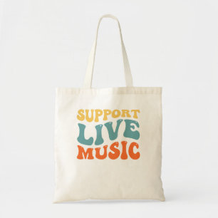 Unterstützung von Live Music - Retro Typografy Ban Tragetasche