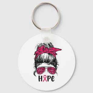 Unterstützung von Messy Bun Squad Pink Hope Breast Schlüsselanhänger