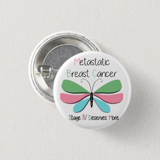 Unterstützung von metastasiertem Brustkrebs Button (Vorne & Hinten)