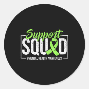 Unterstützung von Squad Mental Health Awareness Li Runder Aufkleber