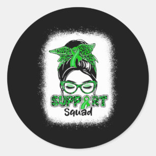 Unterstützung von Squad Messy Bun Green Ribbon Kid Runder Aufkleber