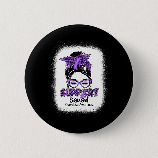 Unterstützung von Squad Messy Bun Lila Ribbon Über Button (Vorderseite)