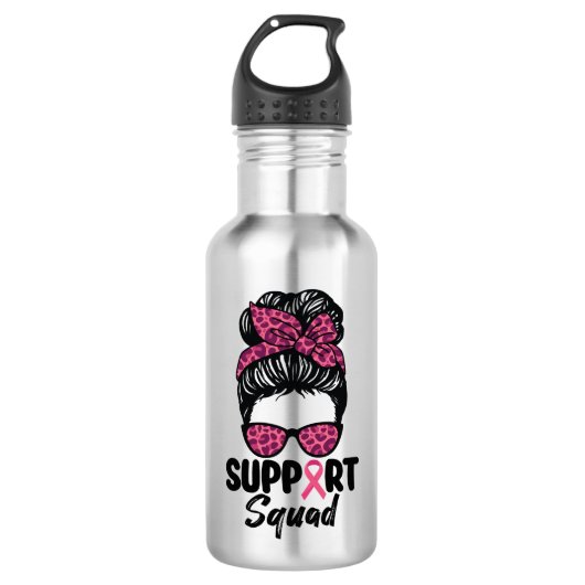 Unterstützung von Squad Messy Bun Pink Krieger Bru Edelstahlflasche (Vorderseite)