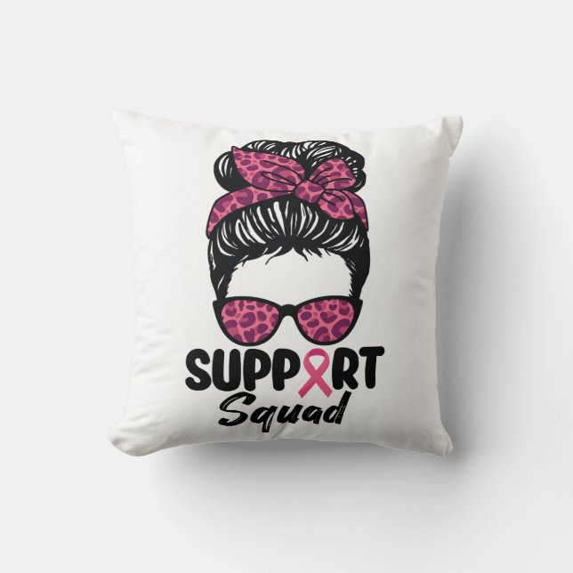 Unterstützung von Squad Messy Bun Pink Krieger Bru Kissen (Vorderseite)