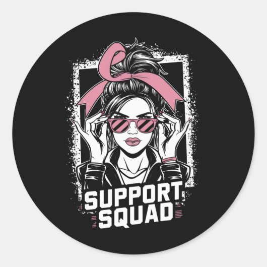 Unterstützung von Squad Messy Bun Pink Krieger Bru Runder Aufkleber (Vorderseite)