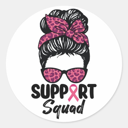 Unterstützung von Squad Messy Bun Pink Krieger Bru Runder Aufkleber (Vorderseite)