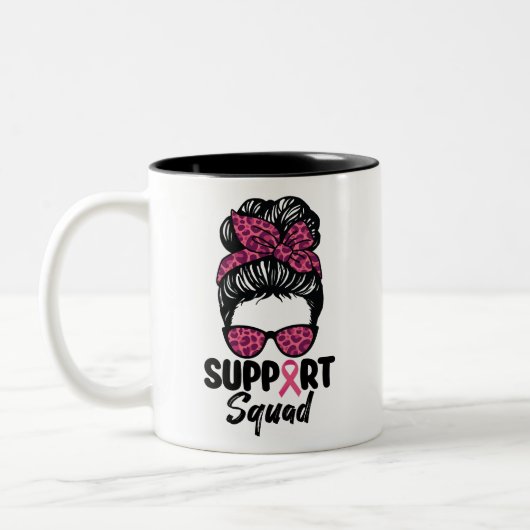 Unterstützung von Squad Messy Bun Pink Krieger Bru Zweifarbige Tasse (Links)