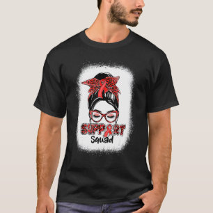 Unterstützung von Squad Messy Bun Red Ribbon Herze T-Shirt