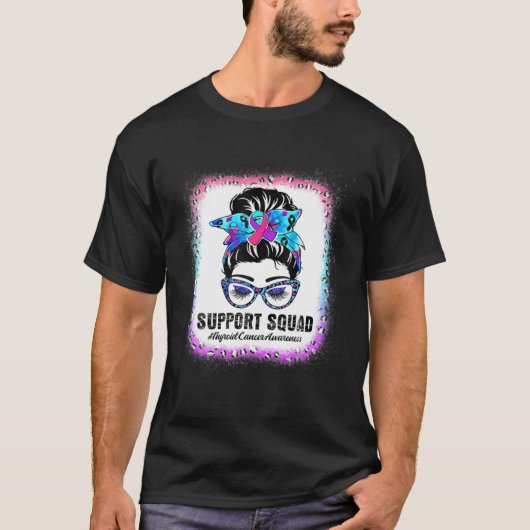 Unterstützung von Squad Messy Bun Thyroid Cancer A T-Shirt (Vorderseite)