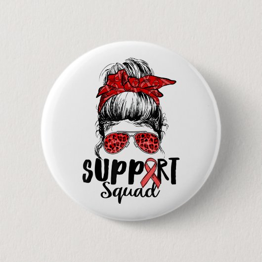 Unterstützung von Squad Messy Bun Warrior Herzerkr Button (Vorderseite)