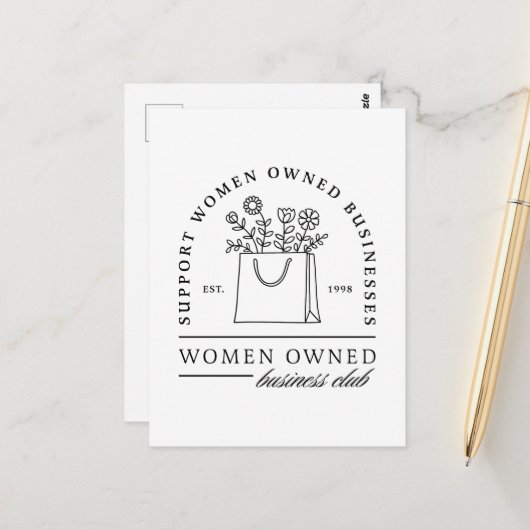 Unterstützung von Unternehmen in Frauenbesitz Postkarte (Vorderseite/Rückseite Beispiel)