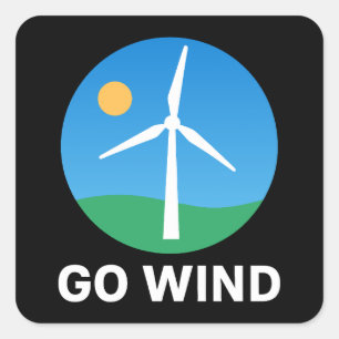 Unterstützung von Windenergie - Pro Clean Wind Pow Quadratischer Aufkleber