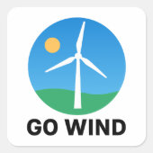 Unterstützung von Windenergie - Pro Clean Wind Pow Quadratischer Aufkleber (Vorderseite)
