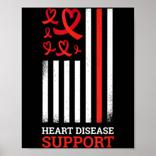 Unterstützungsband Rot Herzkrankheit Bewusstsein  Poster