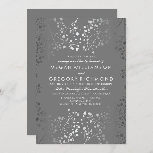 Unterstützungspartei für Silber und Graues Gipskra Einladung (Vorne/Hinten)