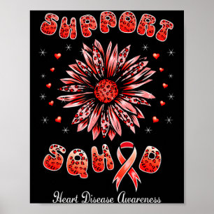 Unterstützungsteam Herzkrankheit Bewusstsein Roter Poster
