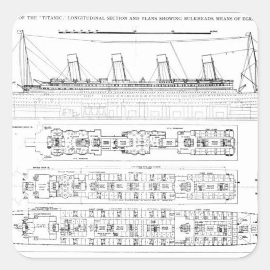Untersuchung des Verlusts der Titanic: Querverbind Quadratischer Aufkleber (Vorderseite)