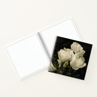 Untersuchung einer Peony-Blume Notizblock
