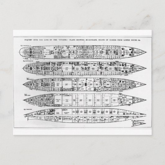 Untersuchung zum Verlust der Titanic: Querschnitte Postkarte (Vorderseite)