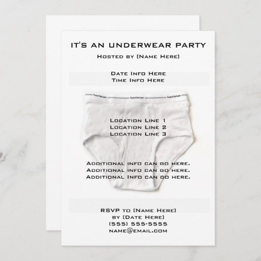 Unterwäsche-Party Einladung (Vorne/Hinten)