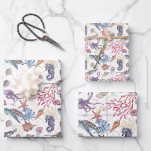 Unterwasser-Aquarell-Komposition Serie Design 1  Geschenkpapier Set
