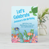 Unterwasser-Aquarium Geburtstag Einladung (Stehend Vorderseite)