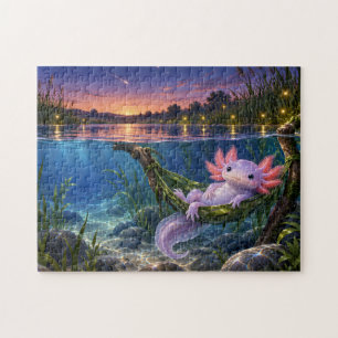 Unterwasser-Axolotl-Blatt-Hängematten-Illustration Puzzle