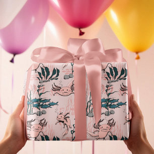 Unterwasser Axolotl Pink & Green Kids Tier Geschenkpapier