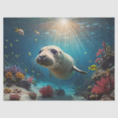 Unterwasser-Decoupage mit Robben Seidenpapier (Vorderseite)