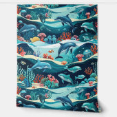 Unterwasser-Delphin und Korallenriff Peel and Stic Tapete (Abrollen)