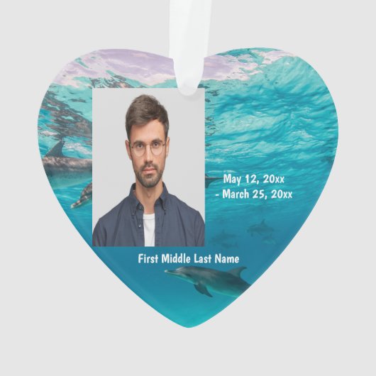 Unterwasser-Delphine Dated Foto Custom Ornament (Rückseite)