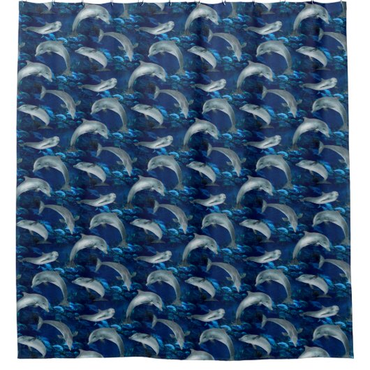 Unterwasser-Delphine und Fische schwimmen Duschvorhang (Vorderseite)
