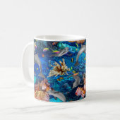 Unterwasser-Delphinen-Korallenriff Kaffeetasse (Vorderseite Links)