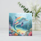 Unterwasser-Dolphin Einladung (Stehend Vorderseite)