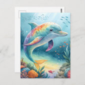 Unterwasser-Dolphin Postkarte (Vorne/Hinten)