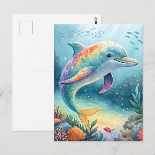Unterwasser-Dolphin Postkarte (Vorne/Hinten)