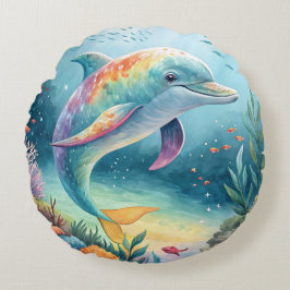 Unterwasser-Dolphin Rundes Kissen