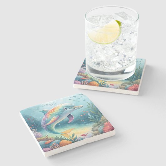 Unterwasser-Dolphin Steinuntersetzer (Seitenansicht)