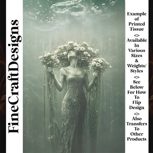 Unterwasser-Fantasie Blumenwelt Grün V9 Dekoupage Seidenpapier