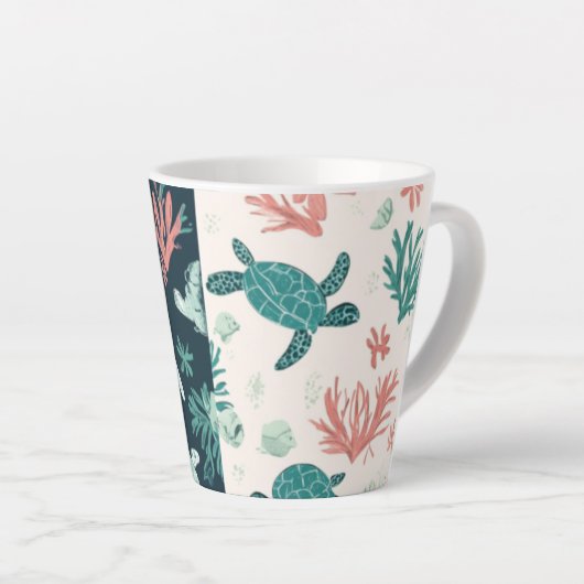 Unterwasser-Flucht - Meeresschildkröte Kunst Milchtasse (Rechte Ecke)