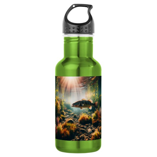 Unterwasser-Forellenbarsch Edelstahlflasche (Vorderseite)