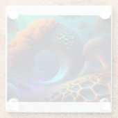 Unterwasser-Fraktal-Landschaft Glasuntersetzer (Rückseite)