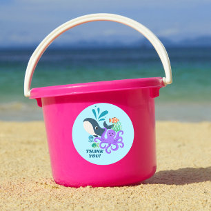 Unterwasser-Freunde-Party Kindergeburtstag Runder Aufkleber